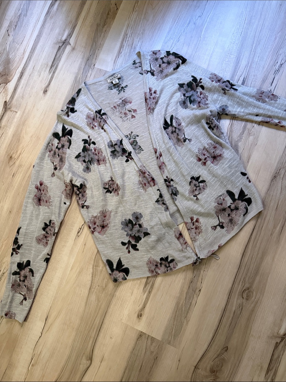 Lucky Brand Floral Open-Front Cardigan with Pink and Green Accents size xl